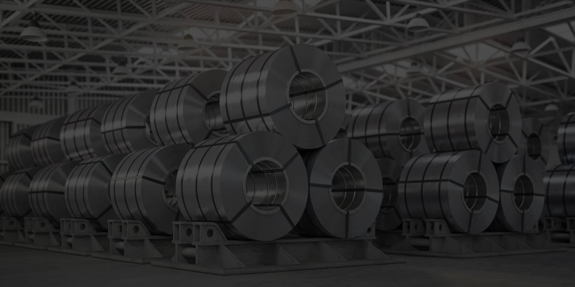 Aluminium coils stored in a warehouse