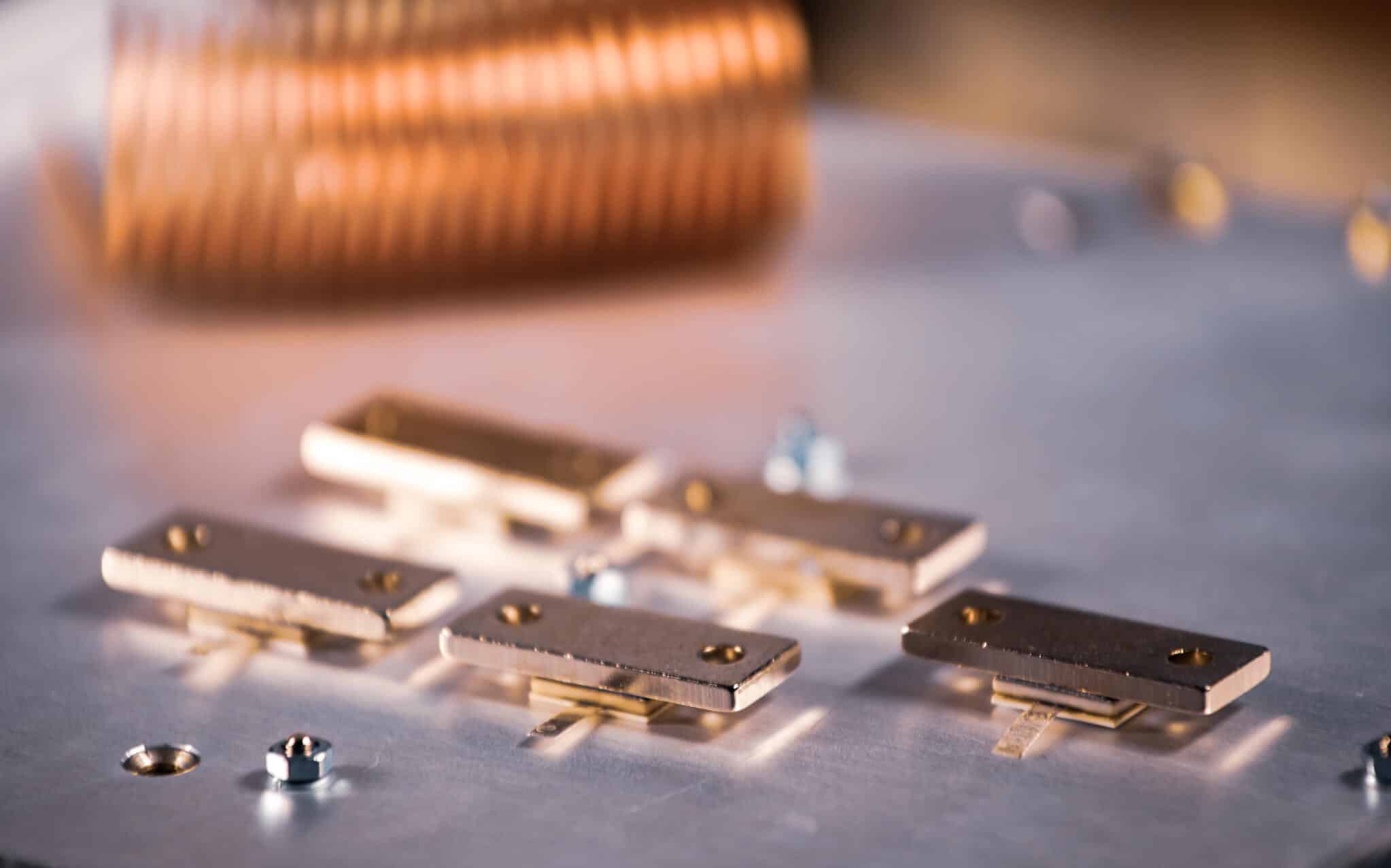 Close-up of electroplated busbar connectors